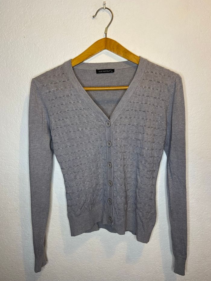 Cardigan gris femme en coton et laine CCG perfect