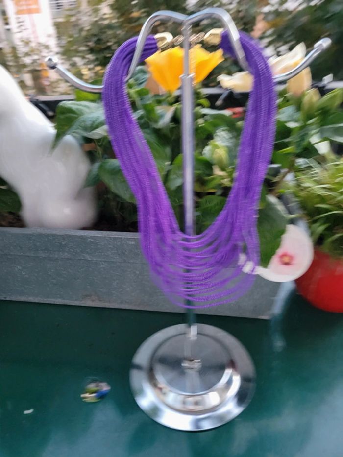 Collier multirangs vintage violet - photo numéro 3