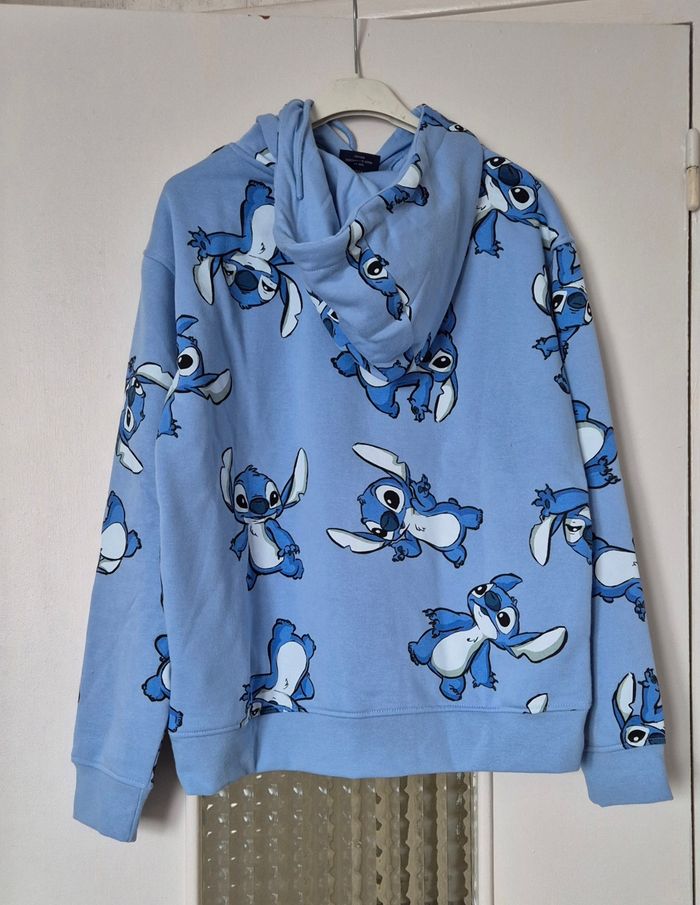 Sweat à capuche bleu imprimé stitch primaire taille XS 34 16ans - photo numéro 4