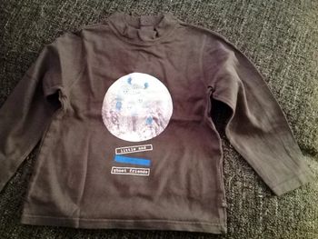 Tee-shirt manches longues Gris anthracite col haut Okaidi - 23 mois