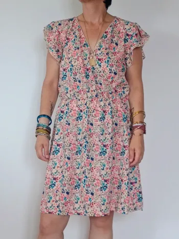 robe longue fleurie T42