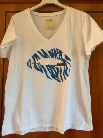 T-shirt blanc col v 38-40-42 April Vintage
