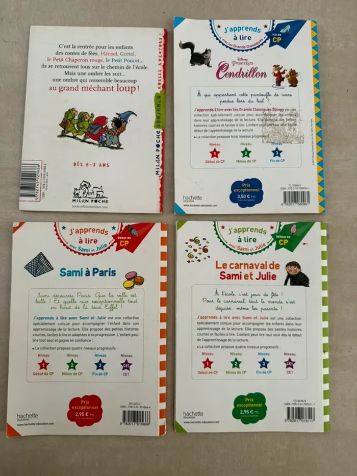 Lot de 4 livres j’apprends à lire CP cendrillon, Sami et Julie hachette collection - photo numéro 2