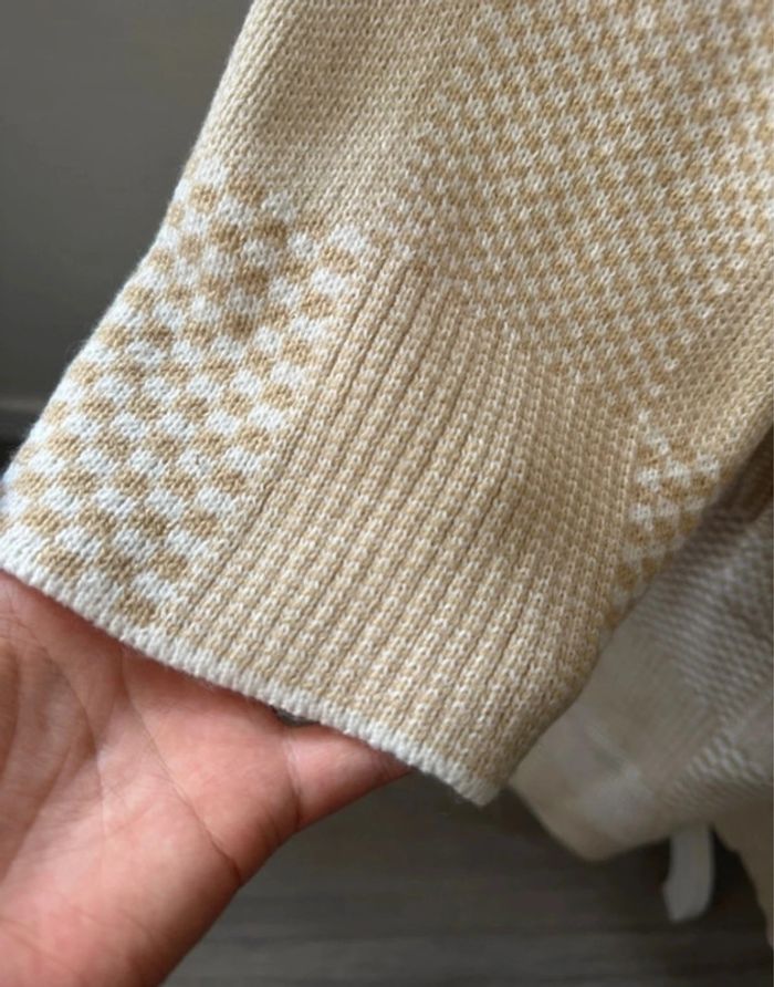 Manteau long oversize beige crème et blanc pied de poule Amisu T42 XL - photo numéro 3