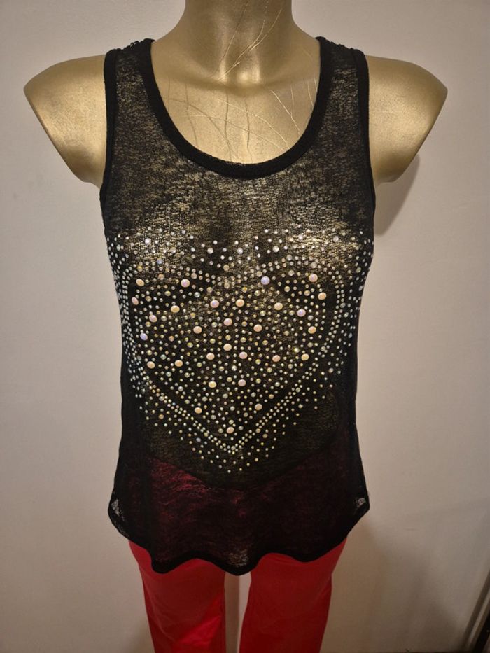 Debardeur noir strass taille m - photo numéro 3