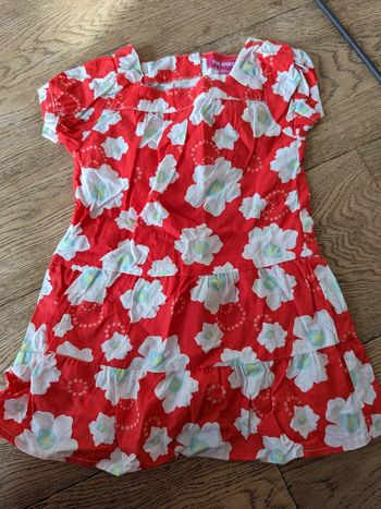 Robe d'été rouge à fleur Blanche 18 mois