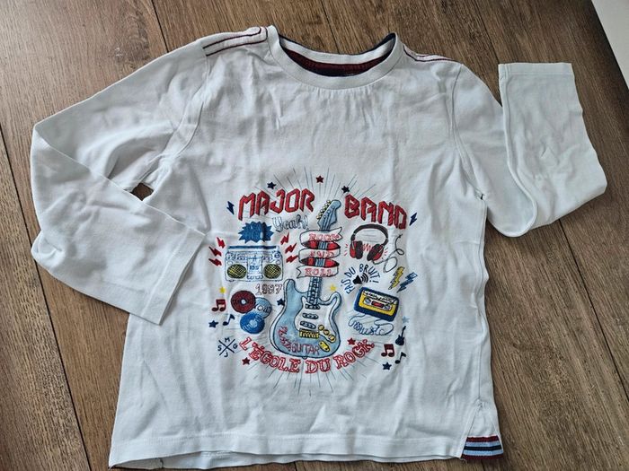 T.shirt manches longues blanc et multicolore Sergent Major 6 ans