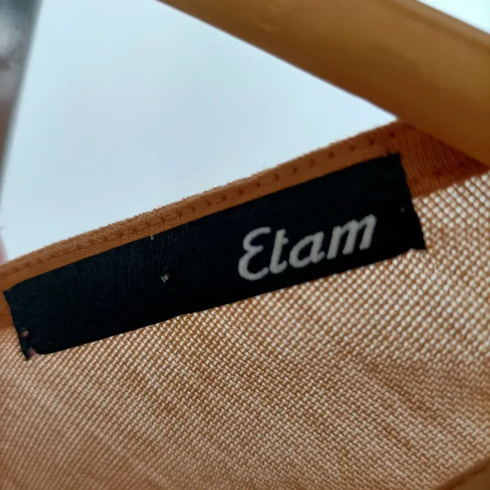 Combinaison pantalon Etam sans manches plissée camel taille M/L chic fluide été A1422 - photo numéro 8