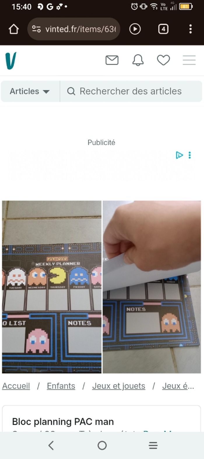 Bloc planning PAC man