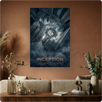 Affiche film "Inception" poster cinéma rêve architecture urbaine déco murale A3 Sans cadre