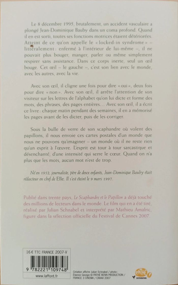 Livre : le scaphandre et le papillon - photo numéro 2