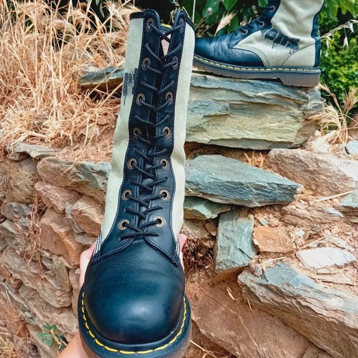 Dr. Martens cuir et toile beige modèle rare 42 - photo numéro 3