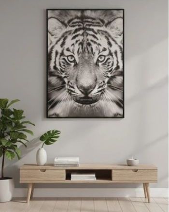 Toile tigre noir et blanc 