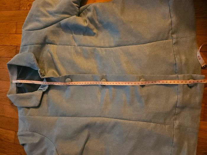 Veste / Blouson cousu main, style daim, bleu clair, taille M/L - photo numéro 11
