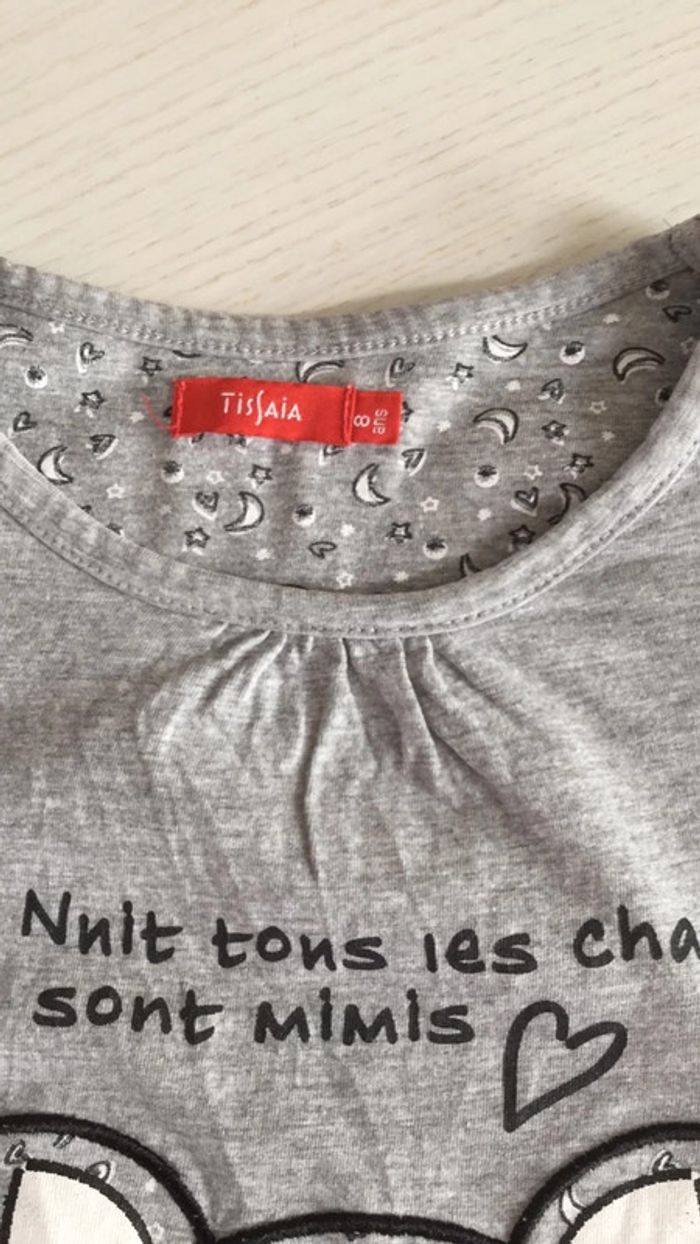 Chemise de nuit grise chat 🐈 8 ans Tissaia - photo numéro 4