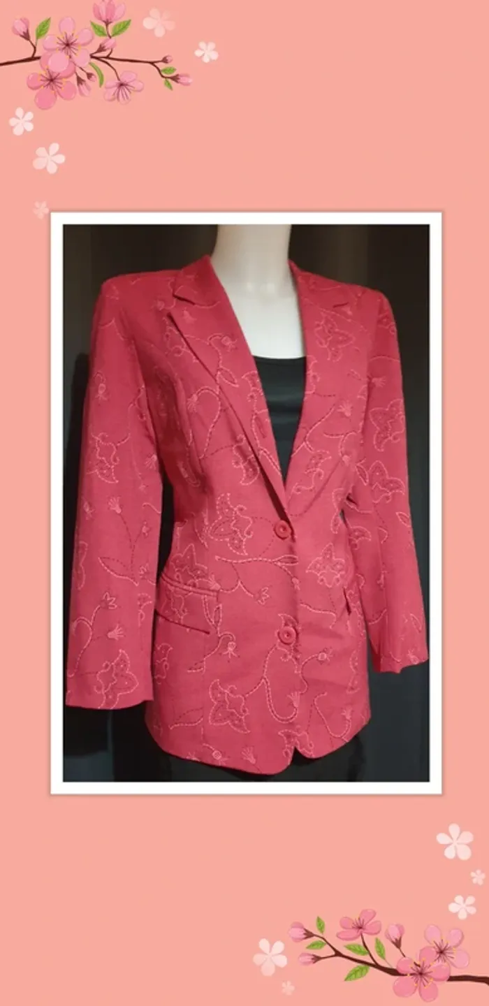 💗 Veste femme rouge motifs floraux 💗