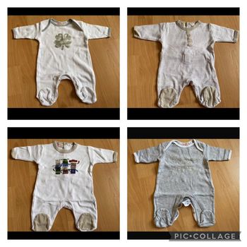 Lot de 4 pyjamas/grenouillères d’été T. naissance garçon TBE