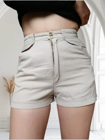 Short court taille en coton beige vintage Authentic Routes taille 34