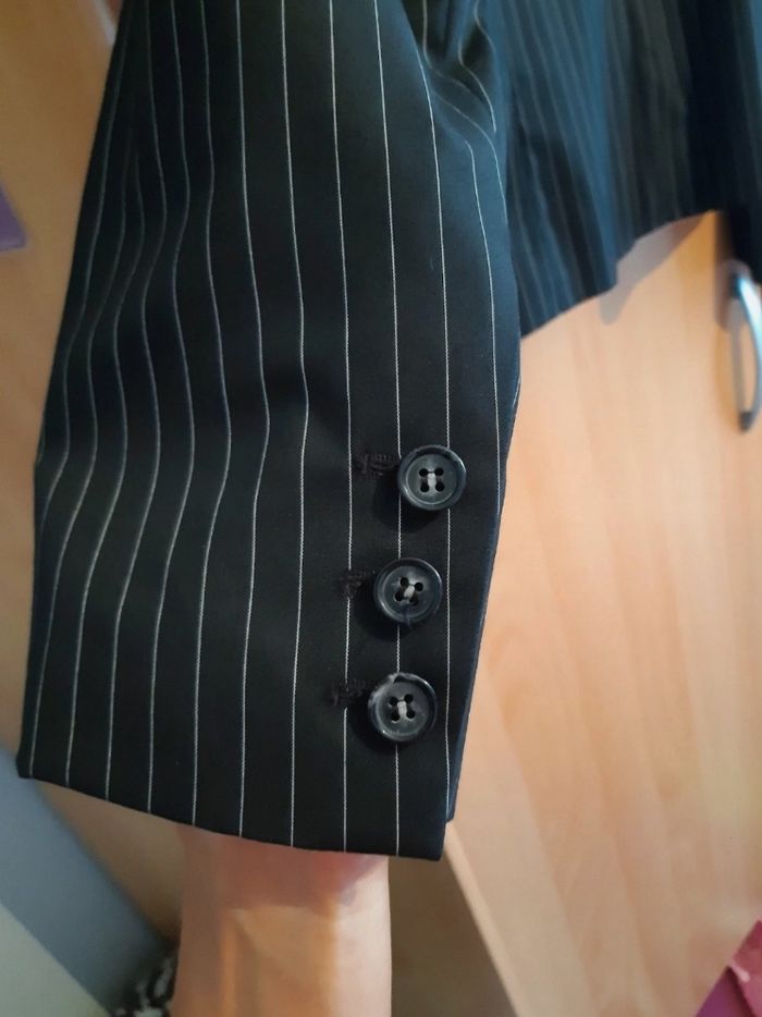Veste de tailleur 123  rayée noire et blanche Taille 42 - photo numéro 4