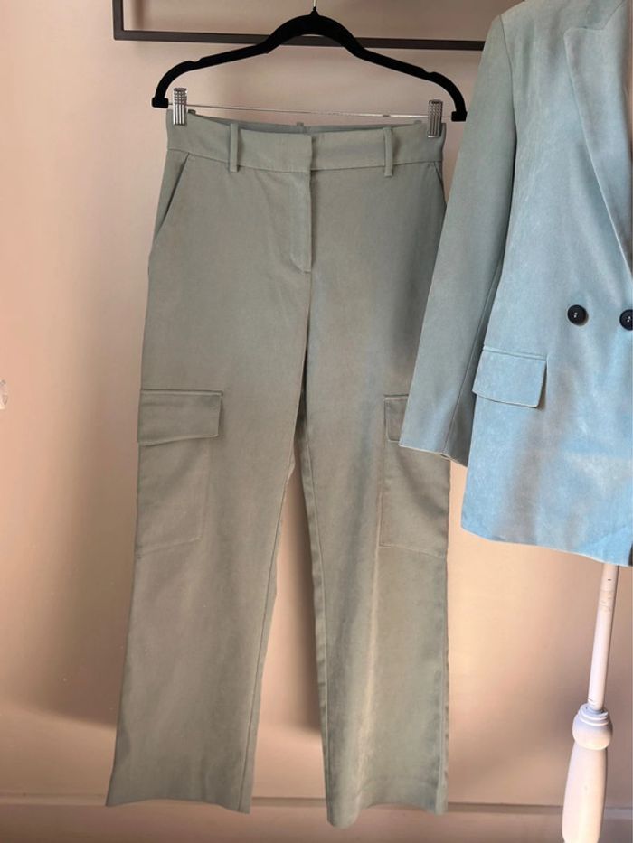 Ensemble blazer + pantalon vert d’eau effet velours Zara taille S Neuf - photo numéro 5