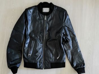 Veste en cuir noir homme