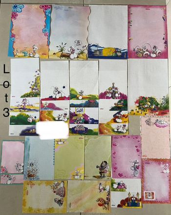 Lot de 53 feuilles Diddl - tous formats - blanches et couleurs
