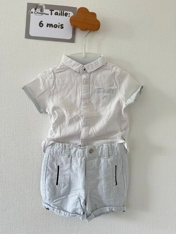 Ensemble chemise short - taille 6 mois 🌼
