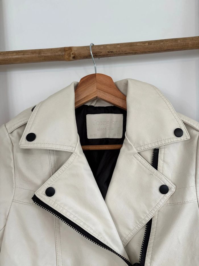Veste cuir blanche crème - photo numéro 3