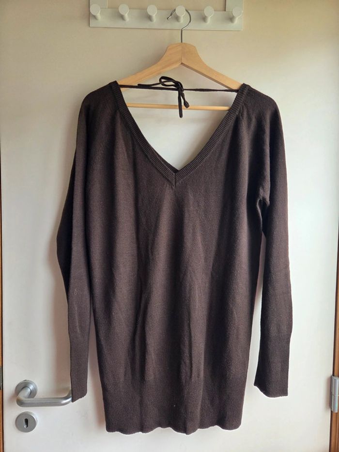 Tunique marron col V avec lien dans au dos - taille m - photo numéro 4
