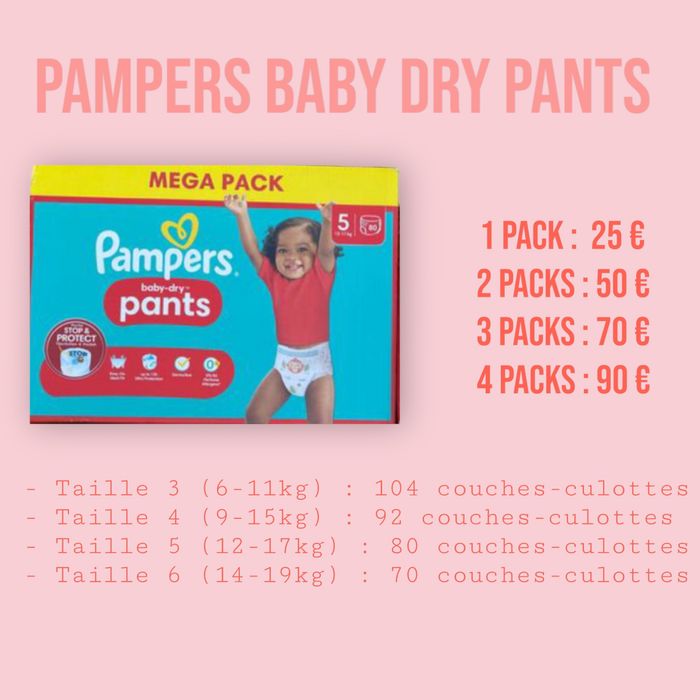 Couches culottes Pampers baby dry pants Pampers Beebs