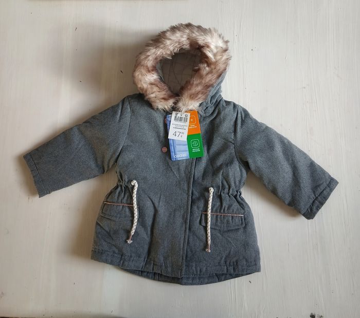 Obaïbi : Parka 2 en 1 Gris chiné et écru