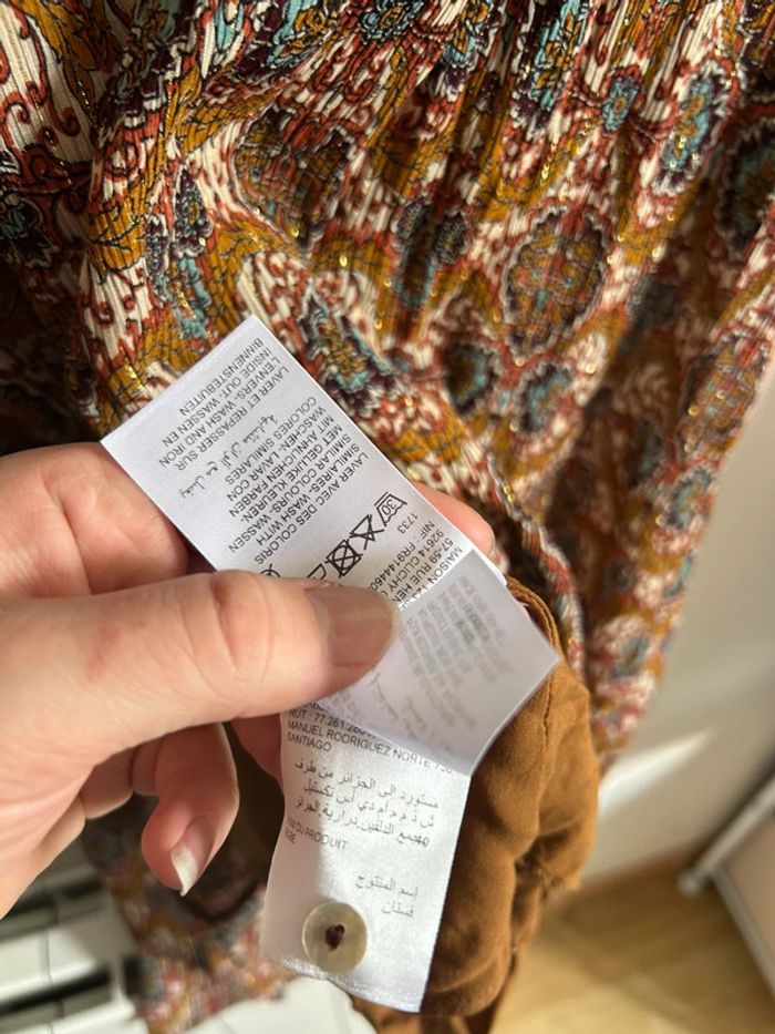 Adorable rose manches 3/4 • motifs • soie / fibres métallisées • Maison 123 • taille 40/L - photo numéro 8