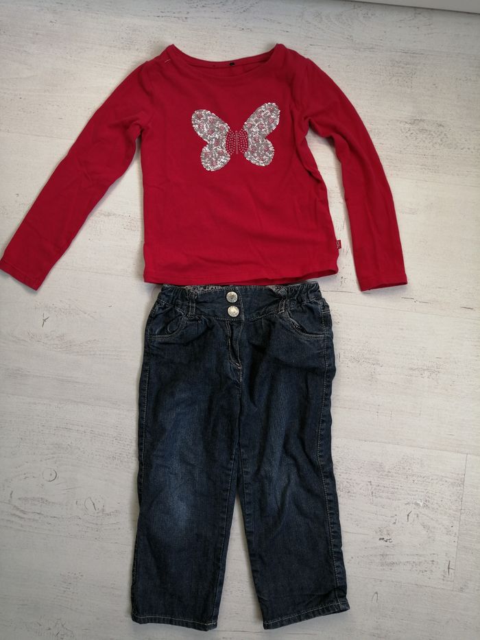 Ensemble fille 24 mois pantalon jean et haut manche longue Obaibi