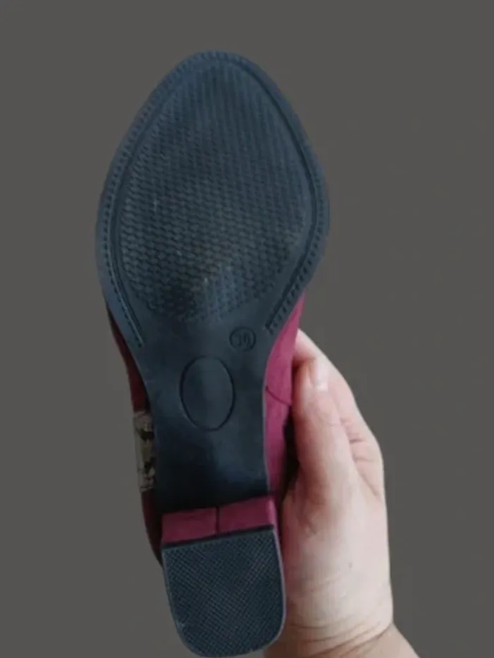 Bottines bordeaux en daim - photo numéro 7