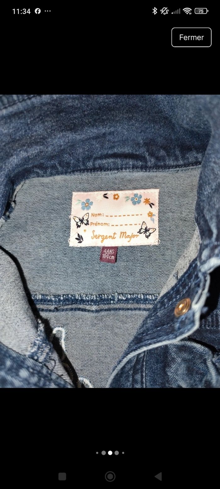 Veste en jean sergent major fille 4 ans - photo numéro 4