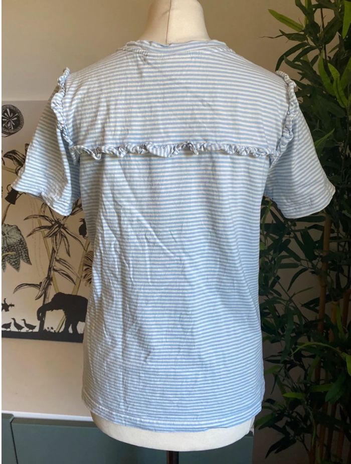 Tee shirt rayé et fleurs à volants Joanie Clothing - photo numéro 2
