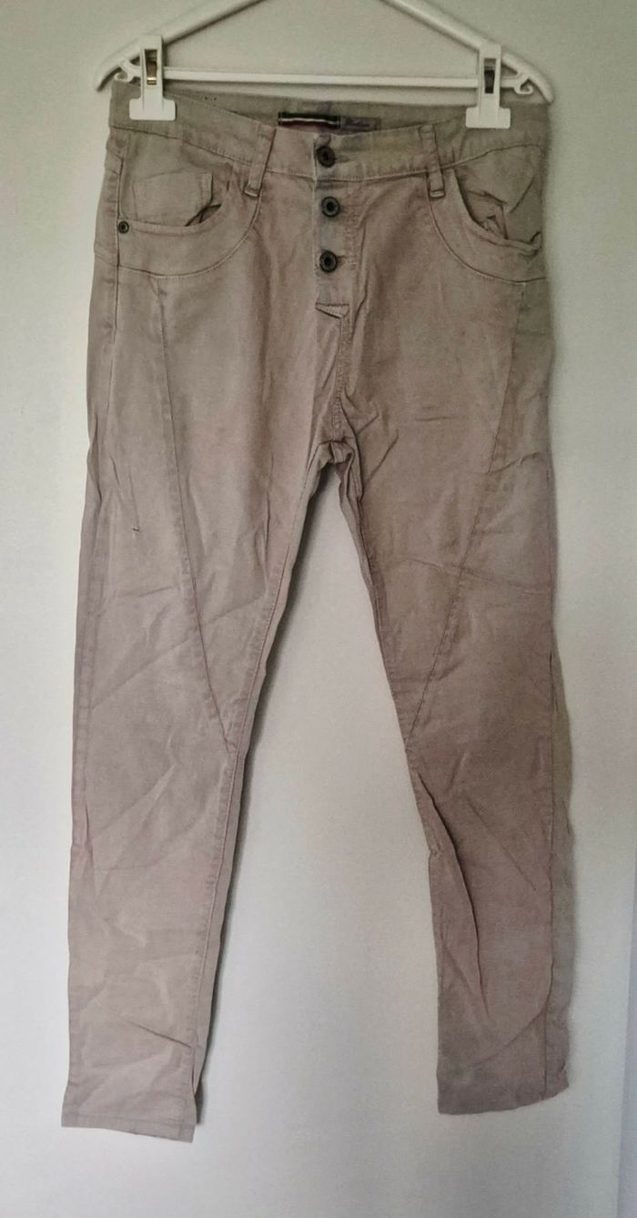 Pantalon Please beige taupe – Coupe Slim – Taille M - photo numéro 1