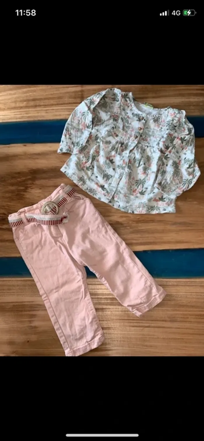 Ensemble pantalon blouse tape à l’œil taille 18 mois