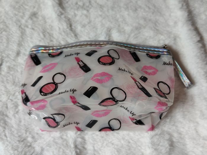 Trousse transparente Make Up grise – maquillage voyage 19x10 cm