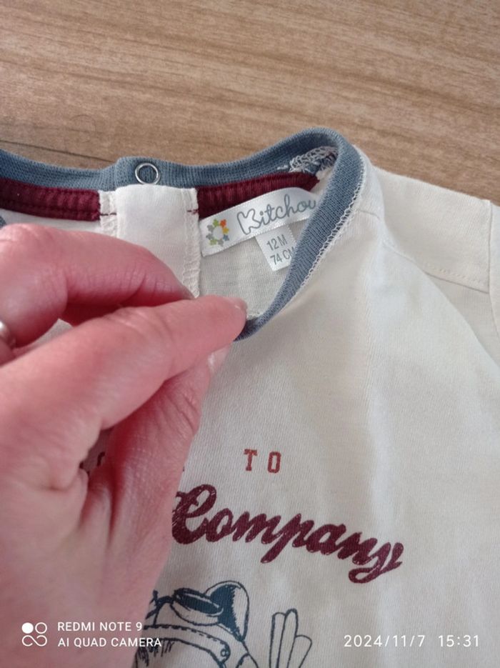 Ensemble 12 mois Jean Camel+ tee shirt 🐹+ pull chiné marine torsadé - photo numéro 8