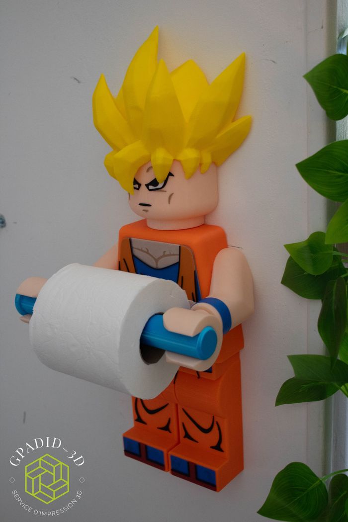 Dévidoir de papier toilette ou simple décoration murale dans un style lego son goku dragon ball z - photo numéro 6