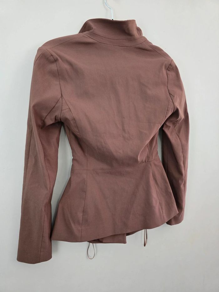 Veste cintrée asymétrique Zara marron boutonnée taille XS avec col structuré - photo numéro 6