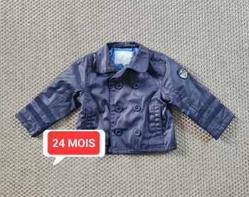 Manteau parka imperméable bleu marine - 24 mois