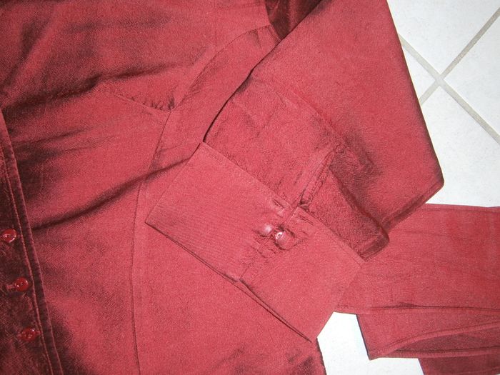 Chemisier en soie rouge manches 3/4 CAMAIEU Taille 44 - photo numéro 5