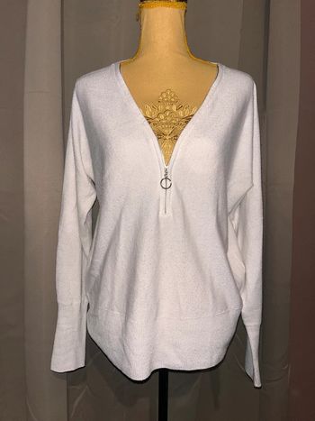 Pull beige crème fermeture eclair mosquitos taille L