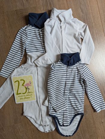 Lot 4 body manches longues cache cœur 23 mois