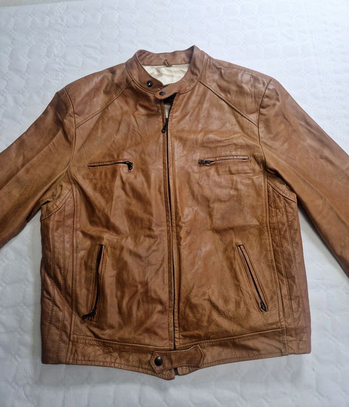 Blouson cuir Bikers , marron , homme , taille L - photo numéro 2
