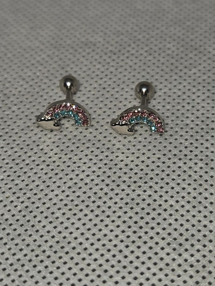 Boucles d'oreilles enfants arc en ciel neuves