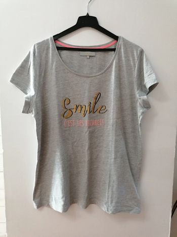 Tee-shirt smile c'est les vacances, Etam XL (mesures données.
