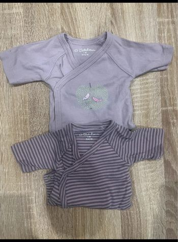 Lot de 2 body MC violet bébé fille 1 mois